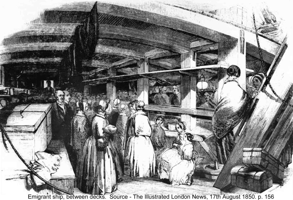 Emigrant accommodation on a ship like the Marion