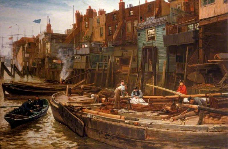 London River, the Limehouse Barge-Builders by Charles Napier Hemy.