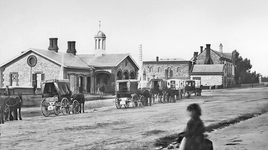 Adelaide Station from North Terrace circa 1862.
