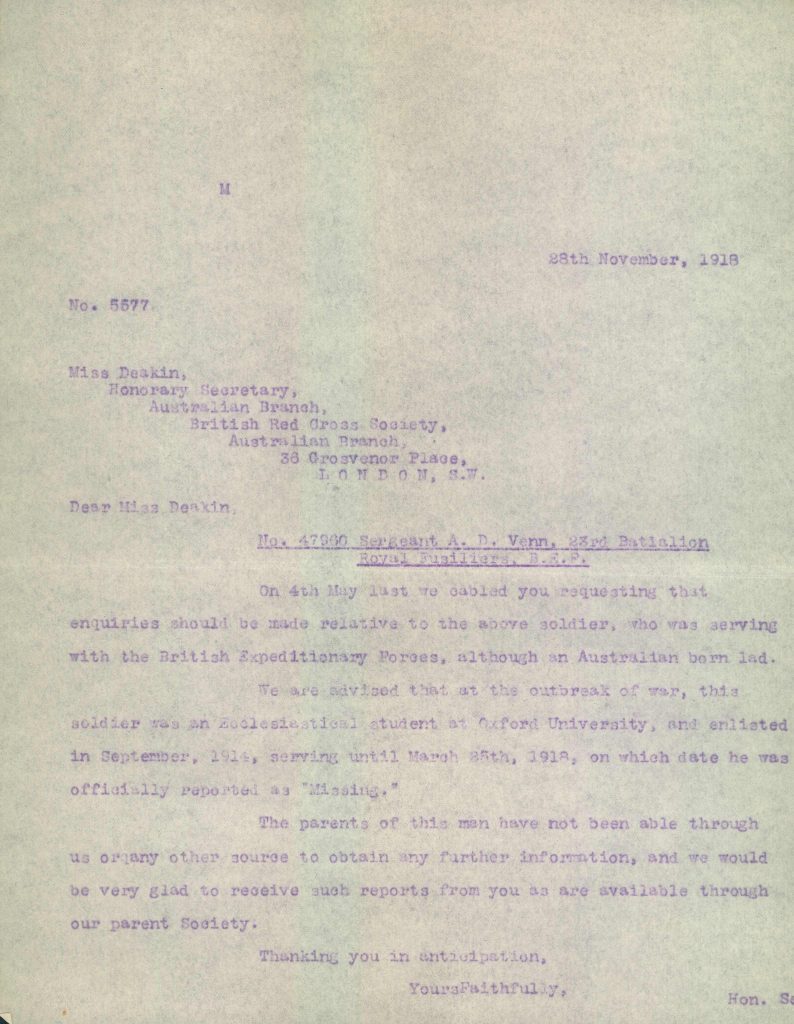 Arthur Danks Venn service with the 23rd Royal Fusiliers Regiment